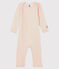 Baby-Body mit langen Beinen und Streifen aus Wolle und Baumwolle rosa CHARME/weiss MARSHMALLOW
