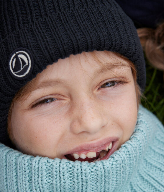 Kinder-Strickmütze mit Fleece gefüttert blau SMOKING