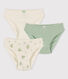 3er-Set Slips aus Baumwolle und Leinen mit Blumenmuster für Mädchen