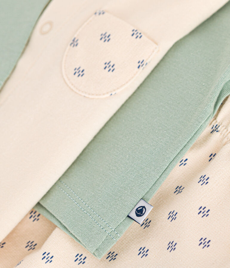 3-teiliges Baby-Set aus leichtem Jersey naturfarben/vielfarbig