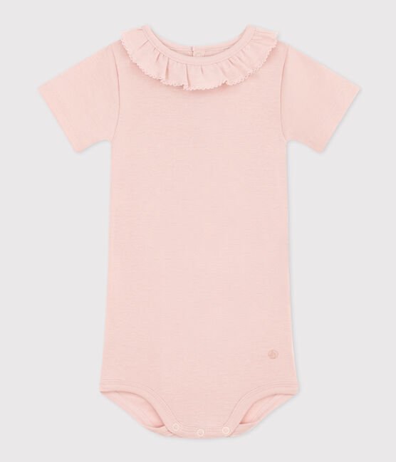 Kurzärmeliger Baby-Body aus Baumwolle mit Rüschenkragen rosa SALINE