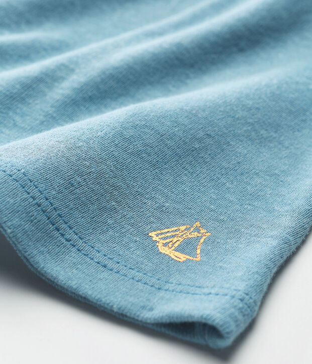 Kurz&auml;rmelige baby-bluse aus baumwolle/leinen m&auml;dchen blau