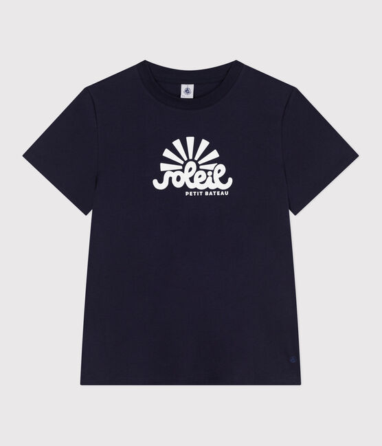 Damen T-Shirt Le Droit aus einfarbiger Baumwolle blau SMOKING