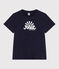 Damen T-Shirt Le Droit aus einfarbiger Baumwolle blau SMOKING