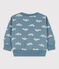 Baby-Sweatshirt aus Baumwolle mit Vogelmotiv blau ROVER/weiss MARSHMALLOW