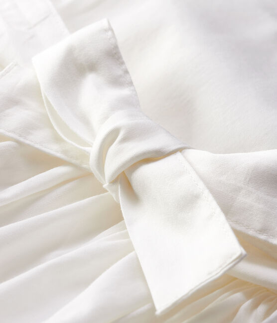 Kurzärmeliges Baby-Kleid aus Satin für Mädchen weiss MARSHMALLOW