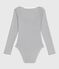 Damen-Body aus Baumwolle und Elastan mit Streifen weiss MARSHMALLOW/blau SMOKING