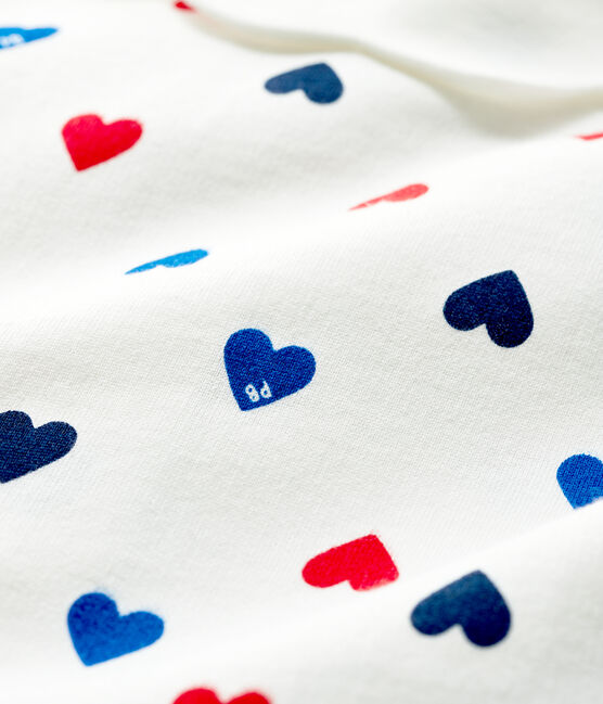 Langärmeliges Baby-Kleid für Mädchen weiss MARSHMALLOW/weiss MULTICO