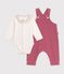 Ensemble salopette et body b&eacute;b&eacute; en coton avec col uni rosa/naturfarben