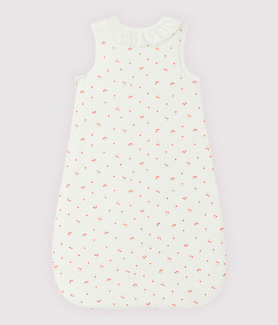 Baby-Schlafsack mit Kragen aus Bio-Baumwolle mit Kirschen-Motiv weiss MARSHMALLOW/weiss MULTICO