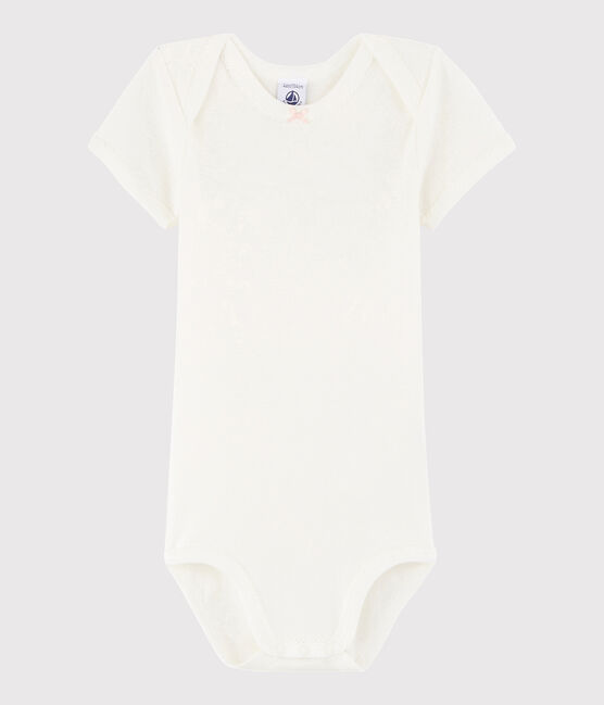 Kurzärmeliger Baby-Body Mädchen weiss MARSHMALLOW