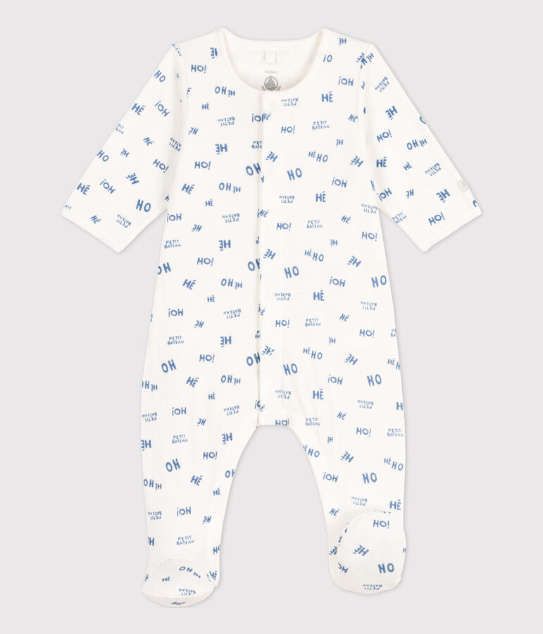 Baby-Bodyjama Heho aus Doppeljersey weiss/blau