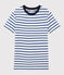 Damen-T-Shirt aus Baumwolle mit Rundhalsausschnitt weiss MARSHMALLOW/blau SURF