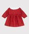 Langärmeliges Baby-Kleid aus Baumwolle mit Muster und besticktem Kragen rot AMARANTE/ TERKUIT