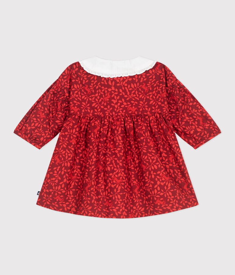 Lang&auml;rmeliges Baby-Kleid aus Baumwolle mit Muster und besticktem Kragen rot/rot