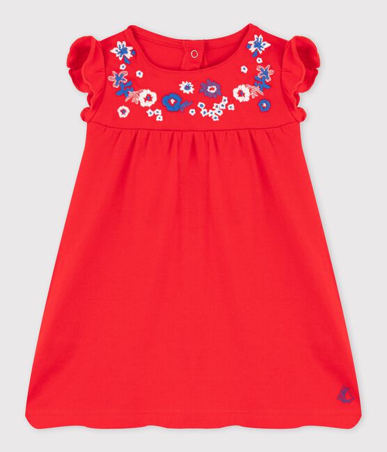 Besticktes Baby-Mädchen-Kleid rot PEPS
