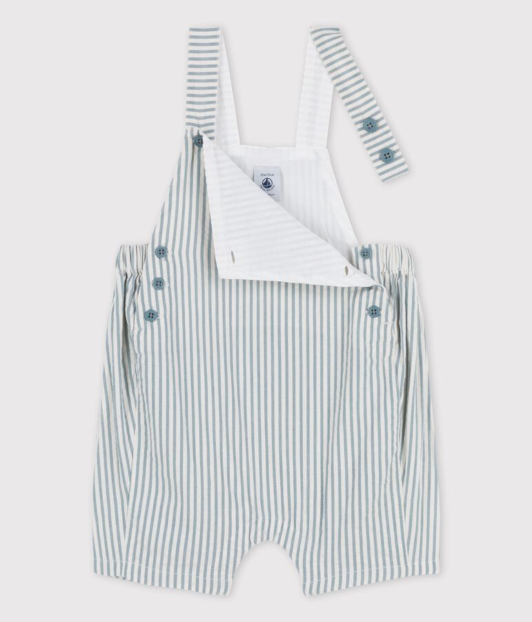 Kurze Baby-Latzhose aus Seersucker blau BRUT/weiss MARSHMALLOW