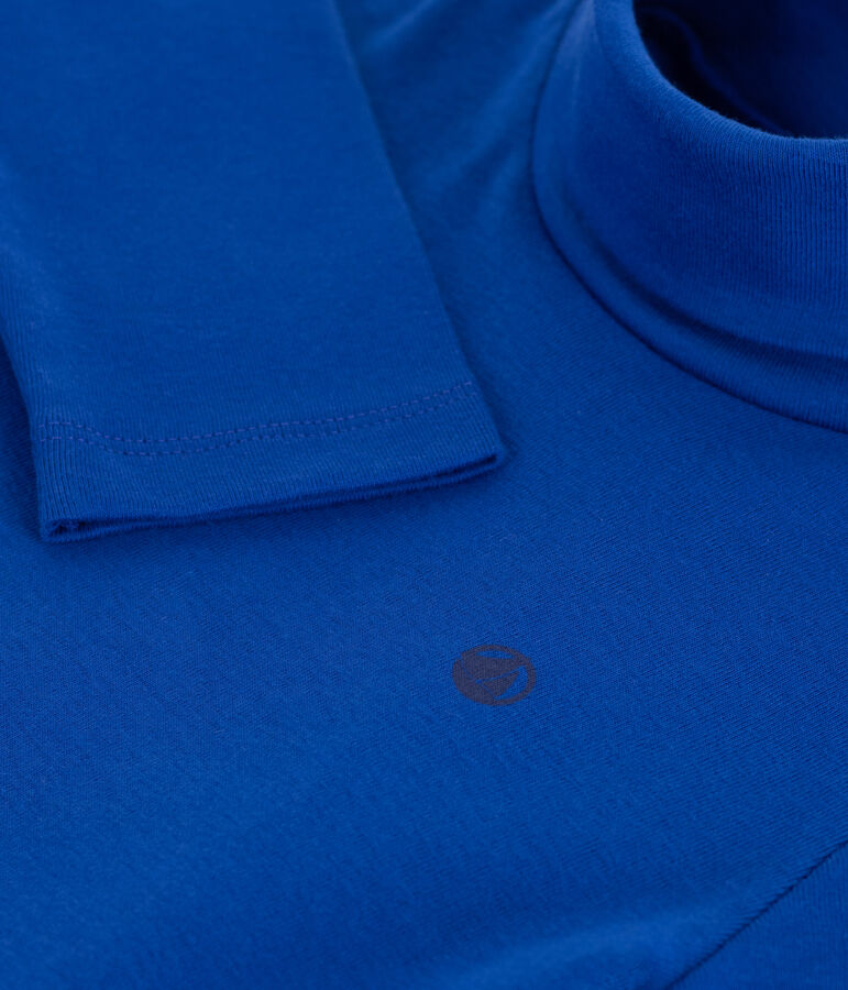 Kinder-Rollkragenshirt aus einfarbiger Baumwolle blau