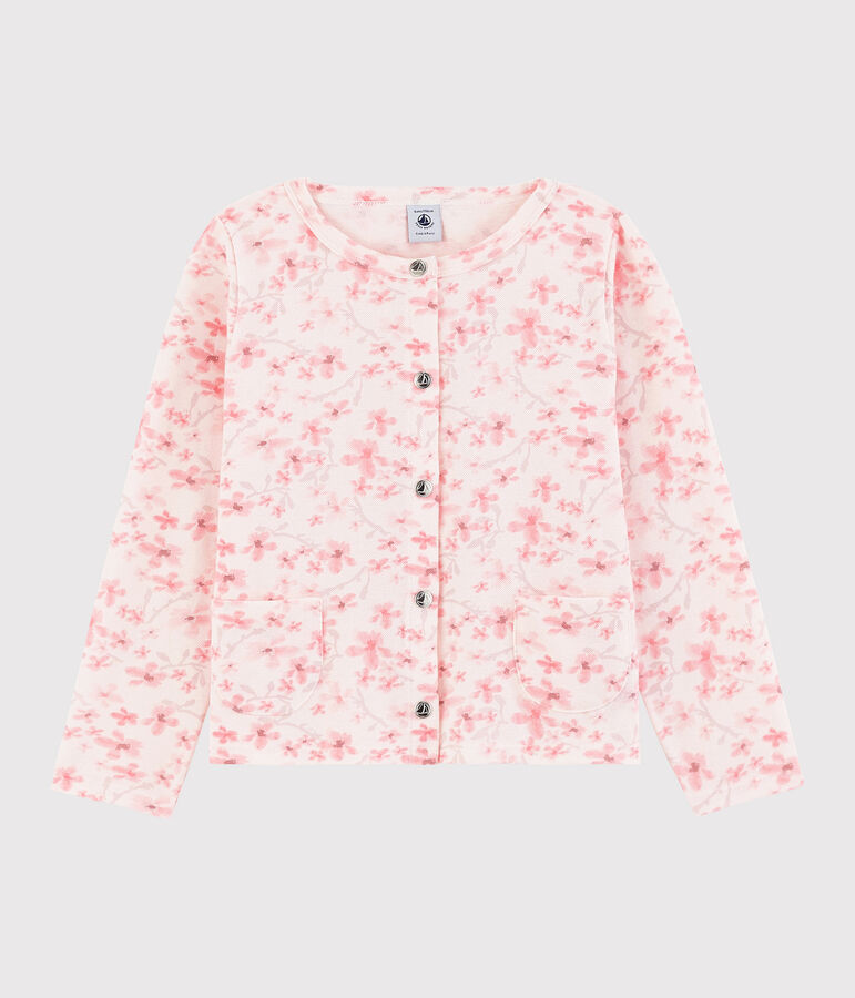 Kinder-Cardigan aus Jersey-Pikee f&uuml;r M&auml;dchen rosa/vielfarbig