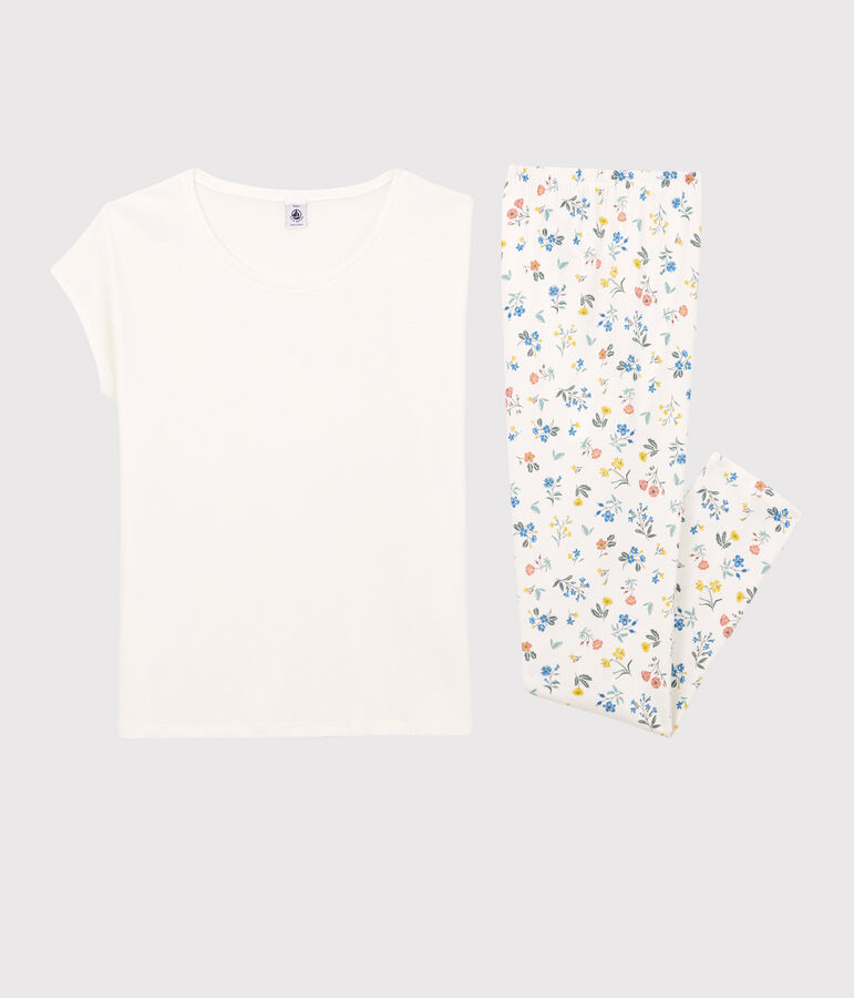 &Auml;rmelloser Kinderpyjama aus Baumwolle f&uuml;r M&auml;dchen weiss/vielfarbig