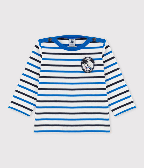 Baby-Matrosenshirt aus Baumwolle. weiss MARSHMALLOW/ SMOKING/ RUISSEAU
