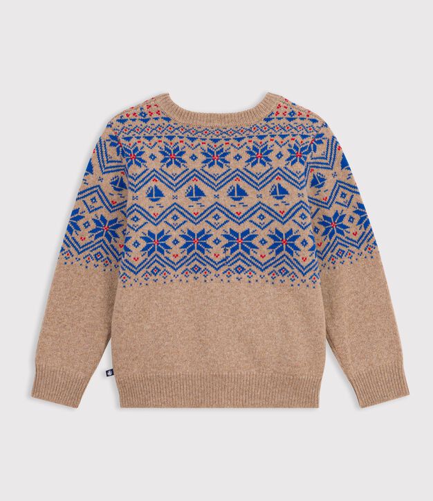 Kinder-Jacquardpullover aus Wolle und Baumwolle vielfarbig/vielfarbig