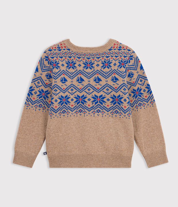Kinder-Jacquardpullover aus Wolle und Baumwolle vielfarbig/vielfarbig