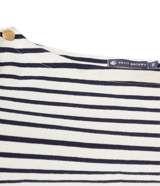 Robe marinière femme en jersey lourd beige COQUILLE/blau SMOKING