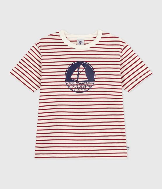 Kurzärmeliges Kinder-T-Shirt mit Muster rot MILK/ AMARANTE