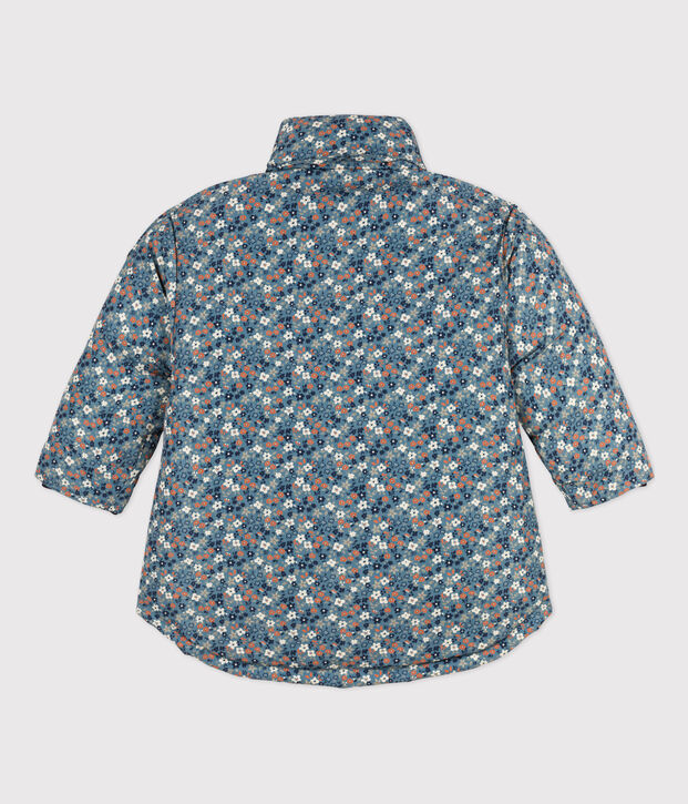 Halblange bedruckte Kinder-Winterjacke f&uuml;r M&auml;dchen blau/vielfarbig