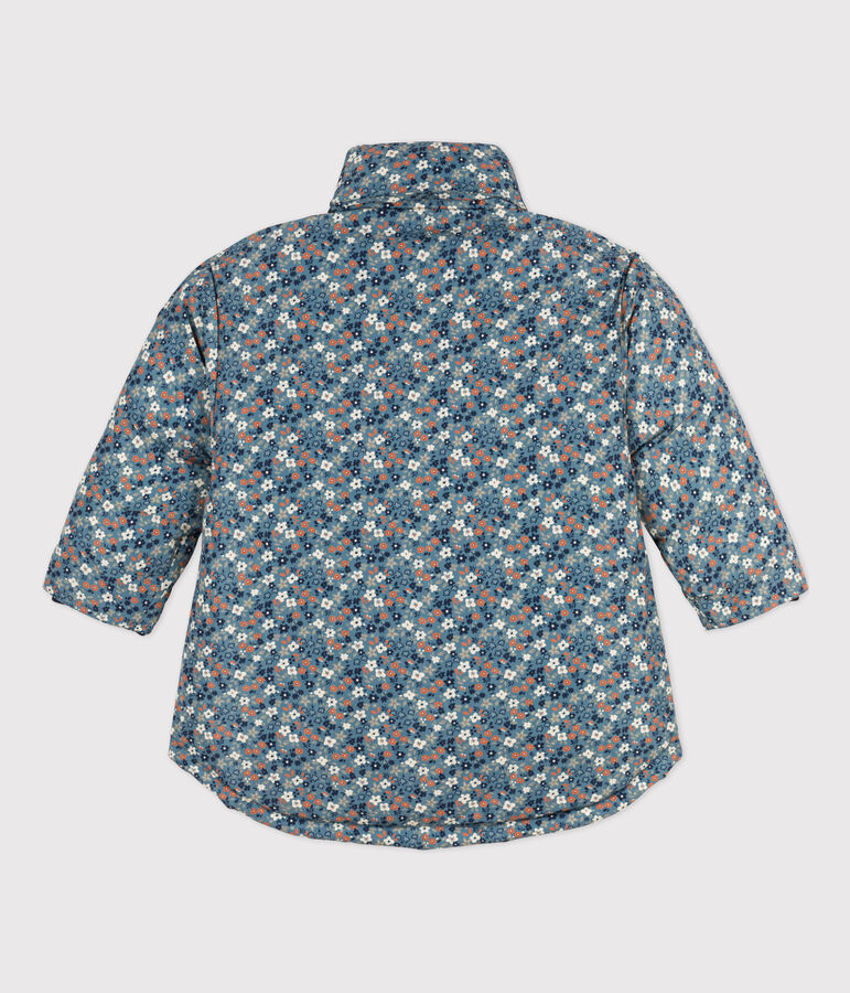 Halblange bedruckte Kinder-Winterjacke f&uuml;r M&auml;dchen blau/vielfarbig