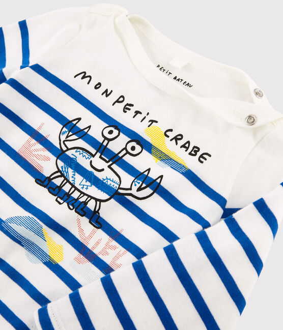 Marineshirt für Mädchen/Jungen Serge Bloch weiss MARSHMALLOW/blau PERSE