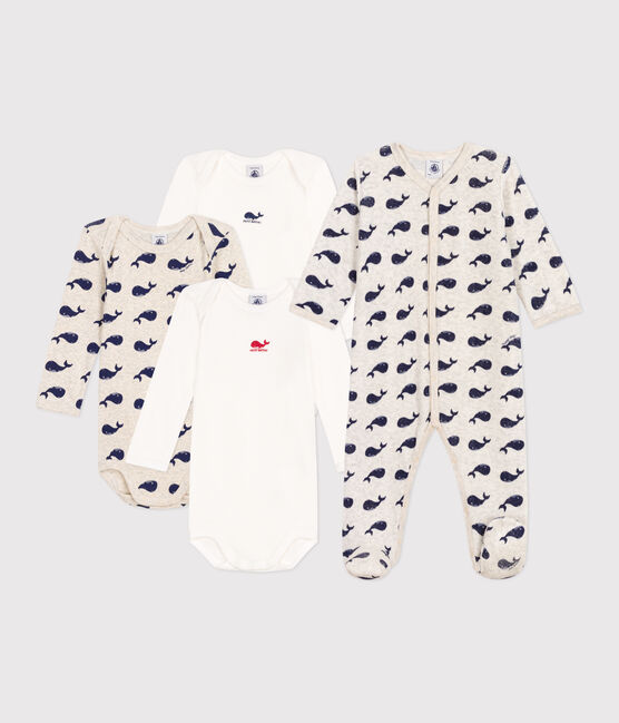 Baby-Geschenkset aus 1 Strampler und 3 Bodys mit Walmotiv variante 1