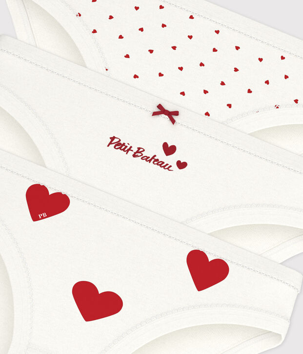 3er-Set Slips aus Baumwolle mit Herzmotiv f&uuml;r M&auml;dchen vielfarbig