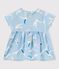 Kurzärmelige Baby-Bluse aus Popeline für Mädchen blau JASMIN/weiss MULTICO