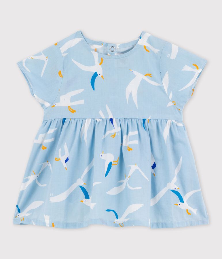 Kurz&auml;rmelige Baby-Bluse aus Popeline f&uuml;r M&auml;dchen blau/vielfarbig