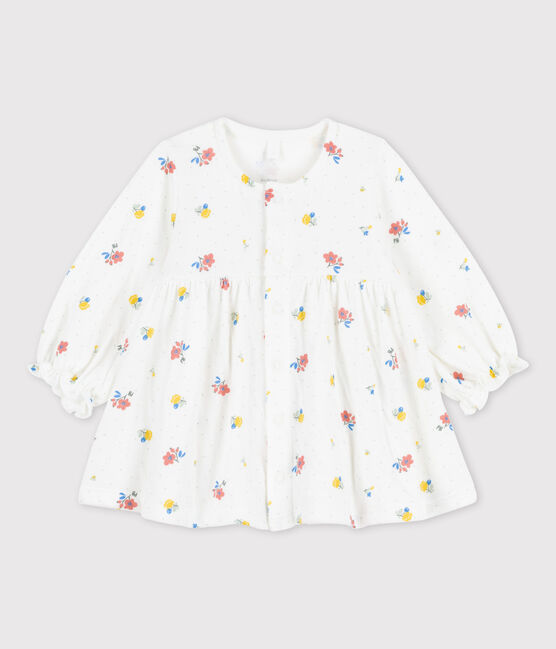 Babykleid aus Bio-Doppeljersey mit Blumenmuster. weiss MARSHMALLOW/weiss MULTICO