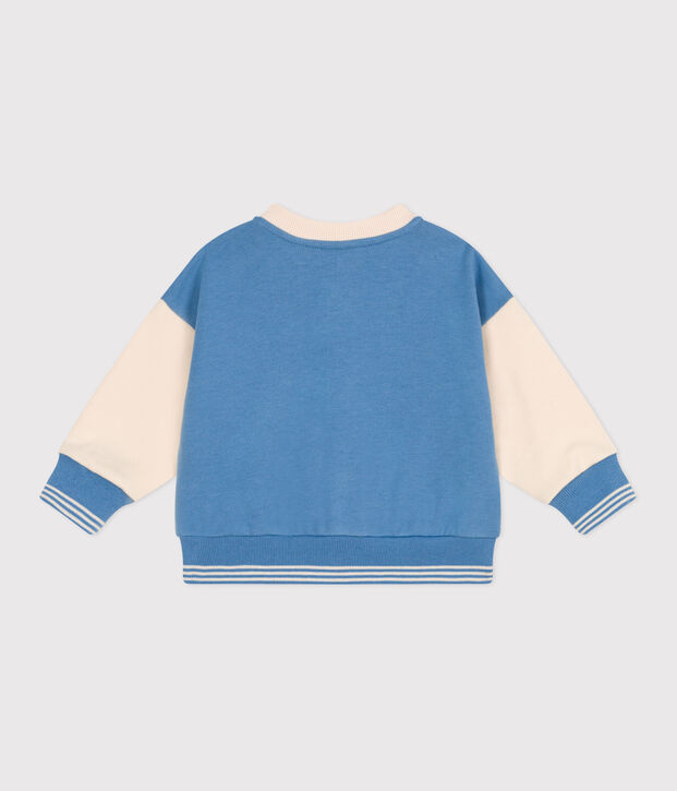 Baby College-Jacke aus Baumwolle im Colorblock blau/naturfarben