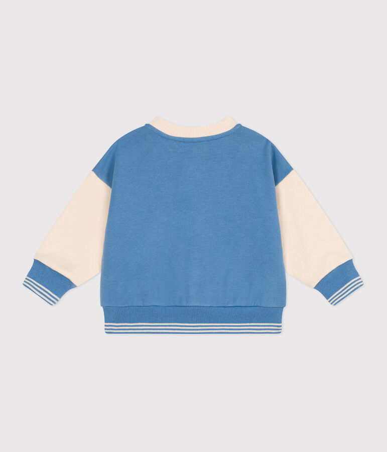 Baby College-Jacke aus Baumwolle im Colorblock blau/naturfarben