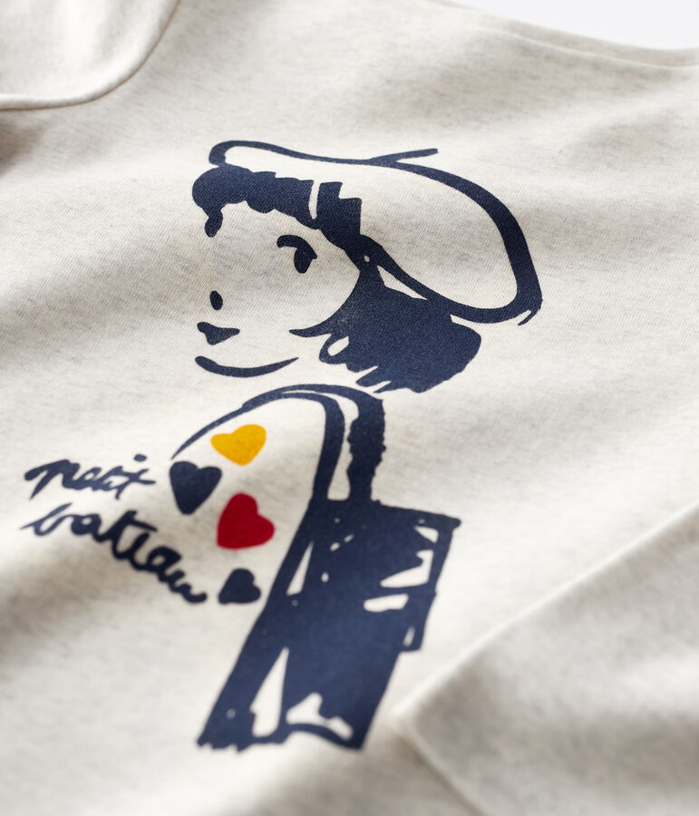 Lang&auml;rmeliges Kinder-T-Shirt aus Baumwolle f&uuml;r M&auml;dchen beige MONTELIMAR CHINE