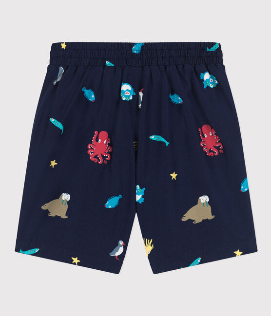 Bedruckte Kinder-Badeshorts aus recyceltem Material für Jungen blau MEDIEVAL/weiss MULTICO