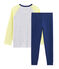 Rippstrick-Pyjama für kleine Jungen blau MEDIEVAL/weiss MULTICO
