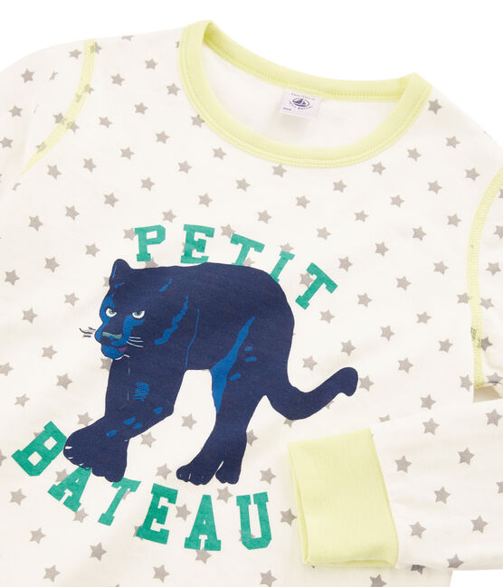 Kinderpyjama aus Doppeljersey für Jungen weiss MARSHMALLOW/grau GRIS