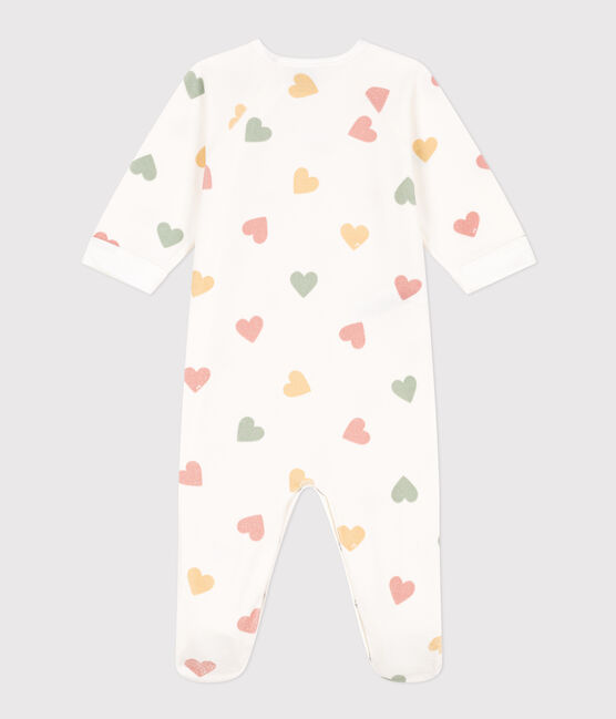 Baby-Strampler aus Nicki mit mehrfarbigen Herzen weiss MARSHMALLOW/weiss MULTICO