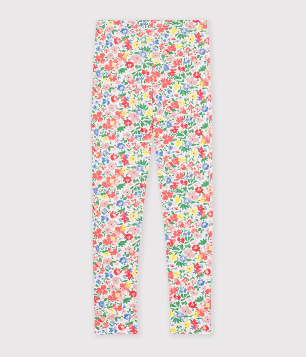 Kinder-Leggings aus Baumwolle mit Blumenmuster weiss/vielfarbig