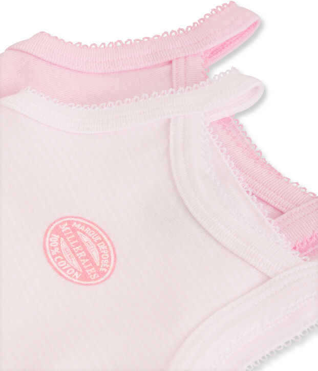 2-er Pack Baby-Tr&auml;ger-Bodys f&uuml;r M&auml;dchen uni/geringelt lot .