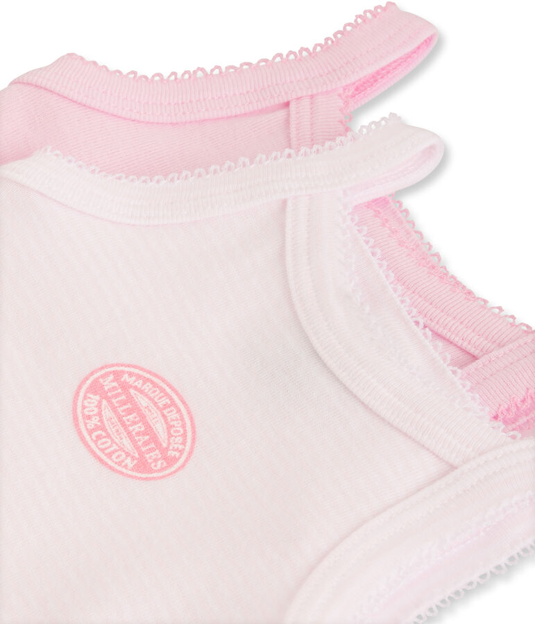 2-er Pack Baby-Tr&auml;ger-Bodys f&uuml;r M&auml;dchen uni/geringelt lot .