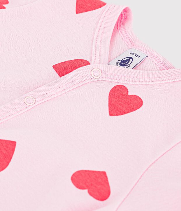 Baby-Kurzoverall aus Baumwolle mit Herzmotiv rosa/orange