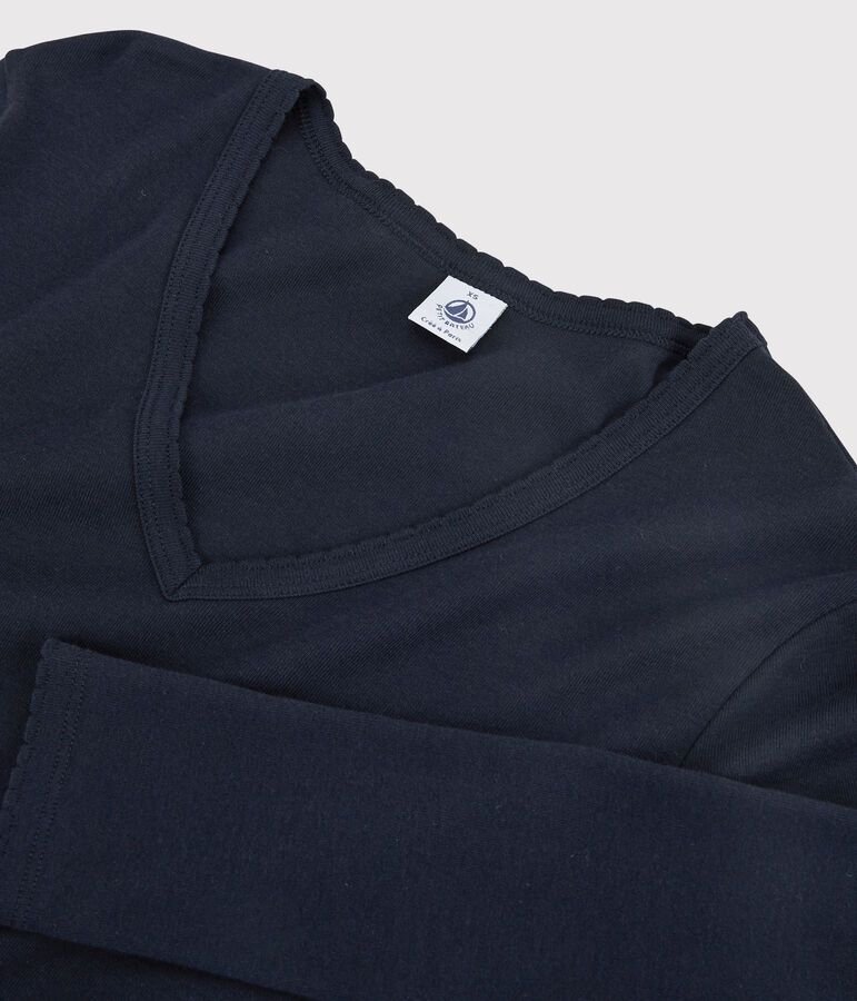 Damen-T-Shirt L&rsquo;ICONIQUE aus Baumwolle mit M&auml;usez&auml;hnchen blau