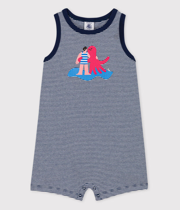 Baby-Overall Petit Bateau x Water Family blau/weiss